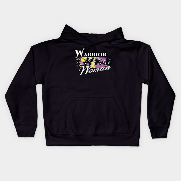 Warrior Woman | Splatter War Paint Pink Yellow White Kids Hoodie by aRtVerse